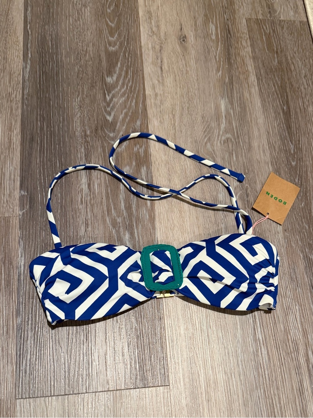 NWT Blue and White Boden Bikini Top (sku- swb)